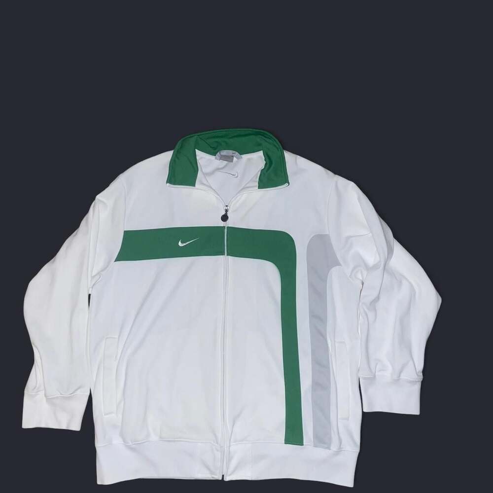 Vintage Y2K Nike Gray Tag Full Zip Track Jacket Green White Stripe